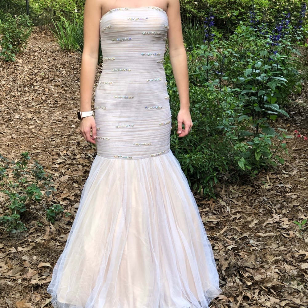 White and tan Prom dress